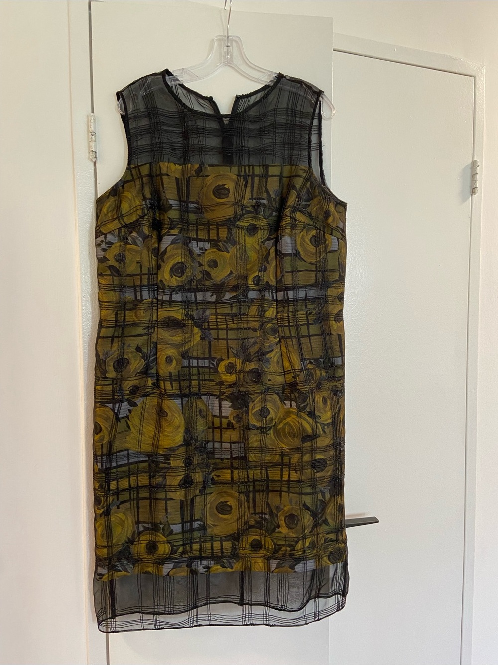 Sleeveless Floral Overlay Dress